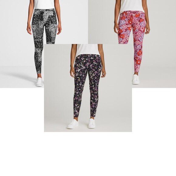 No Boundaries Floral Print Leggings – 3-Pack Bundle – Plus Size (XXL & XXXL) - Picture 1 of 10
